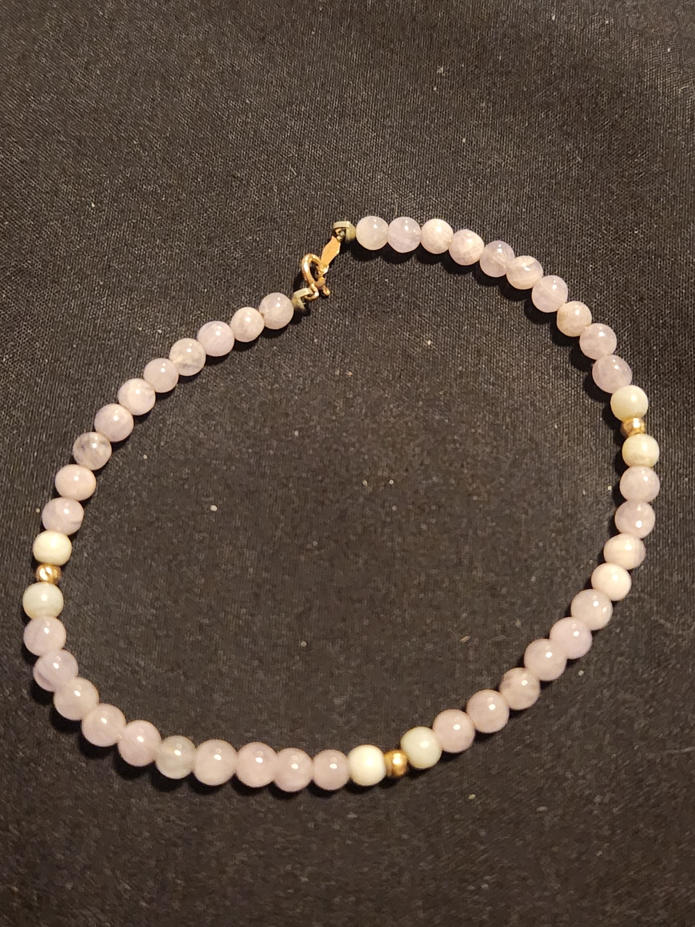 Delicate Lavender Beaded Bracelet 14k Gold